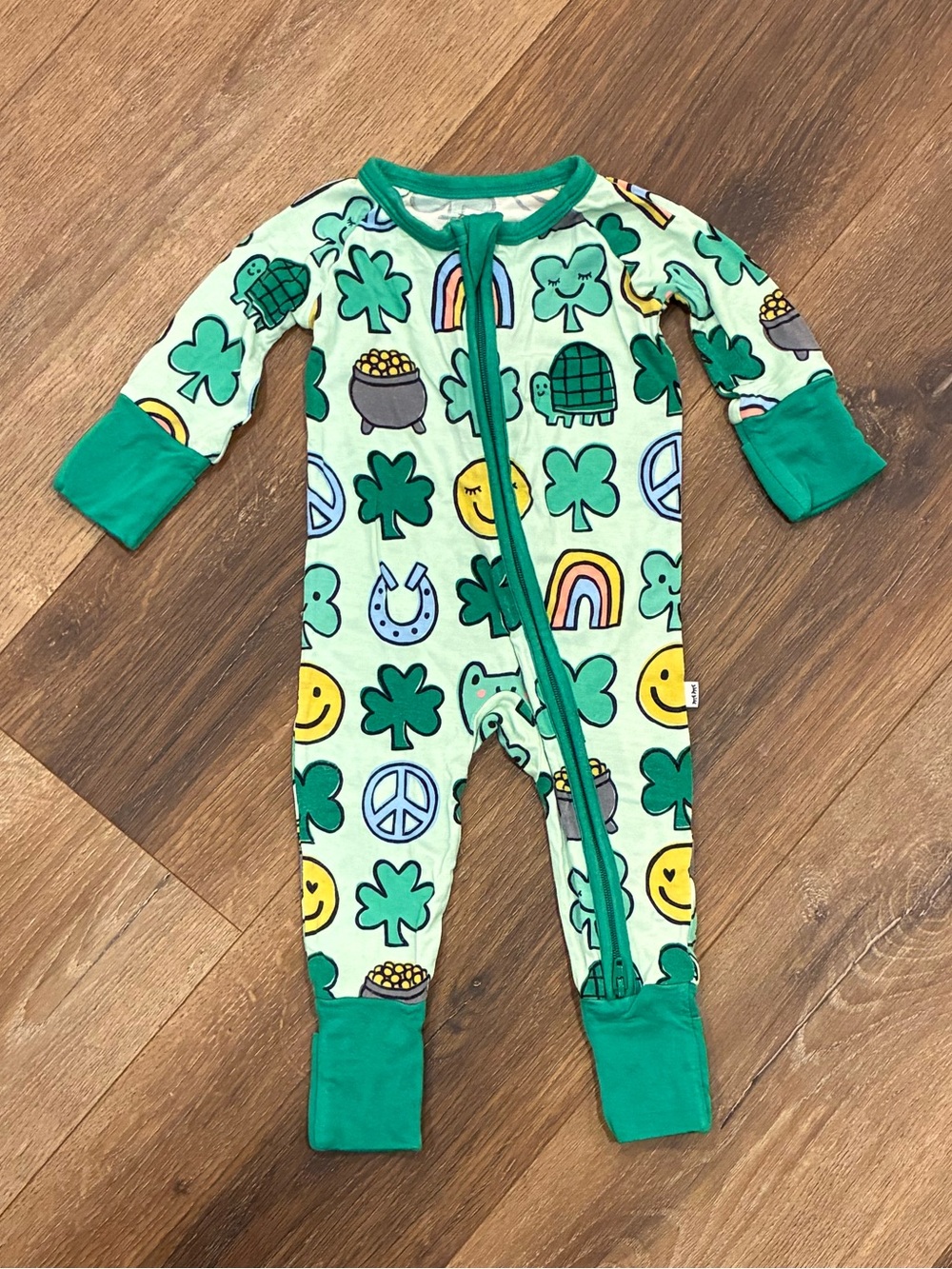 Little Sleepies Green Luck Pajama Sleeper Footies Rainbow Shamrock Frog Newborn